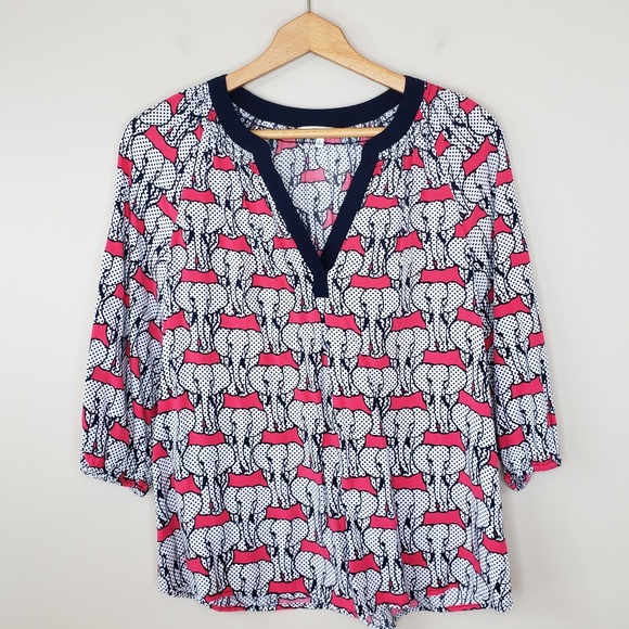 crown & ivy Tops - Crown & Ivy | Elephant Print Graphic Blouse